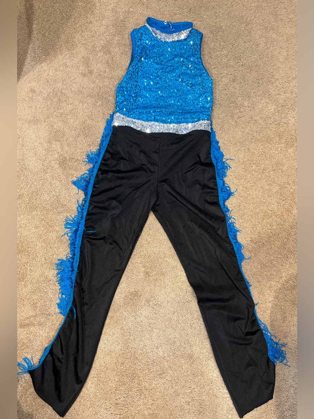 Blue Sequin Fringe Jumpsuit